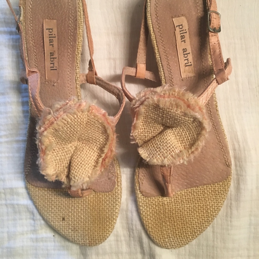 Unusal Burlap and Satin Sandal